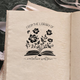 Carimbo De Borracha Livro Floral Script da biblioteca de