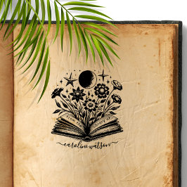 Carimbo De Borracha Livro Floral Vintage Da biblioteca de