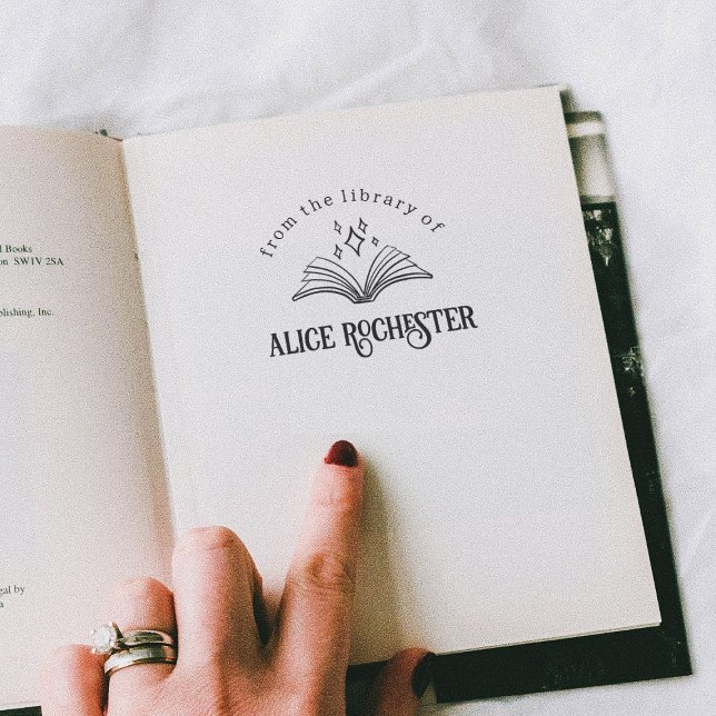 Carimbo De Borracha Livro Mágico Biblioteca Pessoal Placa Personalizad (Stamp Mock-up)