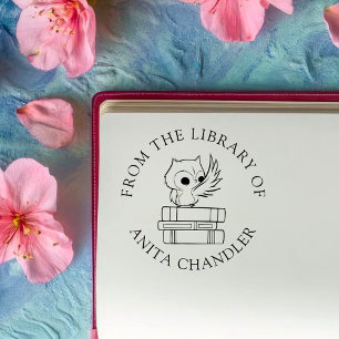 Carimbo De Borracha Livro Personalizado   Coruja Bonita em Livros