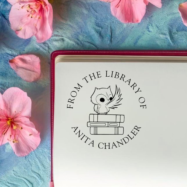 Carimbo De Borracha Livro Personalizado | Coruja Bonita em Livros (Criador carregado)