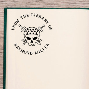 Carimbo De Borracha Livro Personalizado Crânio de Pirata Gótica