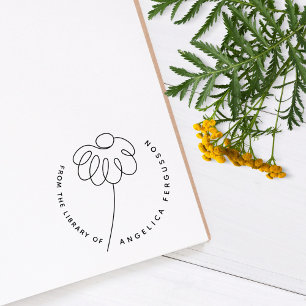 Carimbo De Borracha Livro Personalizado da Biblioteca Daisy Flower, de