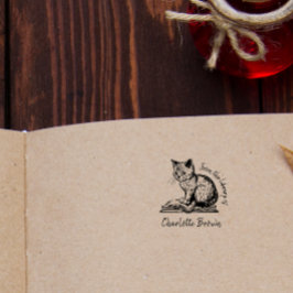 Carimbo De Borracha Livro Personalizado de Biblioteca de Gatos de Vint