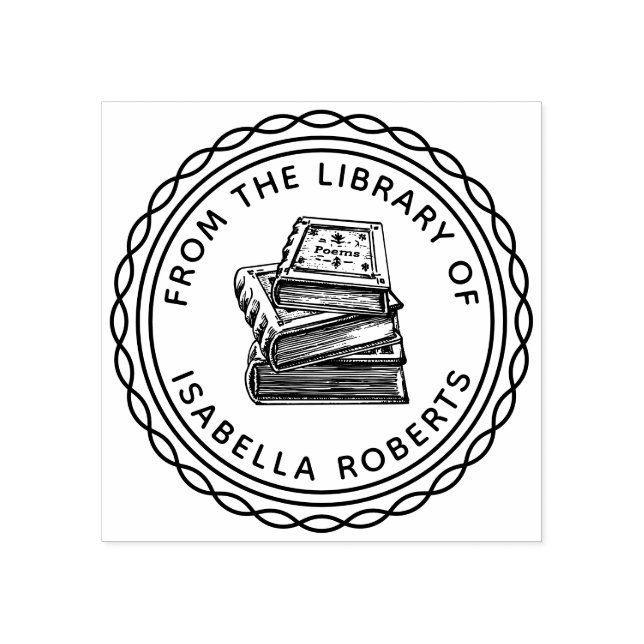 Carimbo De Borracha Livro Retirado À Mão Da Biblioteca De (Impressão)