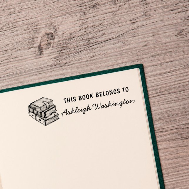 Carimbo De Borracha Livros Desenhados À Mão Personalizados Este Livro  (Criador carregado)