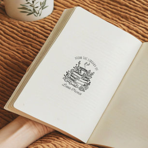 Carimbo De Borracha Livros e Cartão de Café