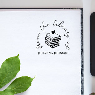 Carimbo De Borracha Livros Personalizados Elegantes Coração Da Bibliot