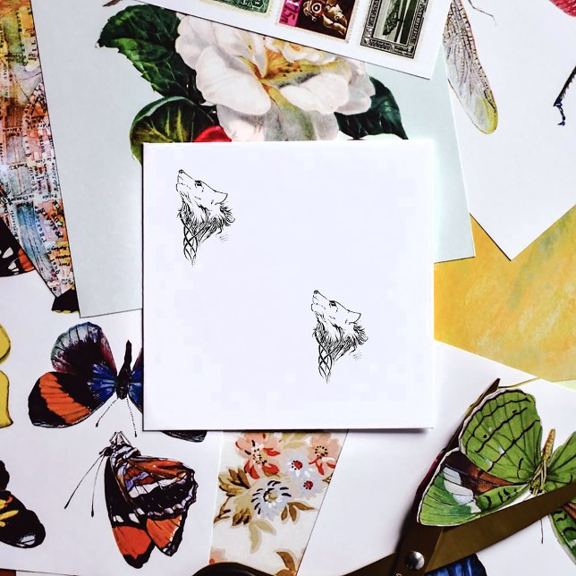 Carimbo De Borracha Lobo Negro Tribal Howl (Criador carregado)