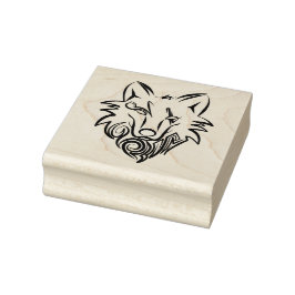 Carimbo De Borracha Lobo Tribal Negro e Branco