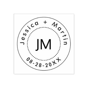 Carimbo De Borracha Logotipo Casado Monograma Com Nomes E Data Do Casa