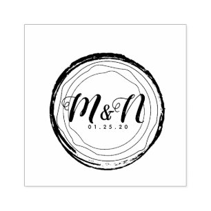 Carimbo De Borracha Logotipo de Casamento Árvore Rústica Log Arte Dese