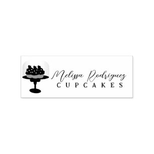 Carimbo De Borracha Logotipo de Padaria de Cupcake em Domo de Vidro Sc
