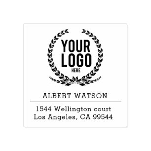 Carimbo De Borracha Logotipo personalizado   Endereço Comercial