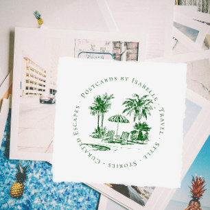 Carimbo De Borracha Logotipo tropical Palm Viagem Blogger Personaliz