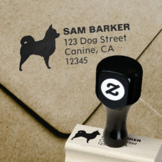 Carimbo De Borracha Longhaired Chihuahua Dog Silhouette Endereço de De