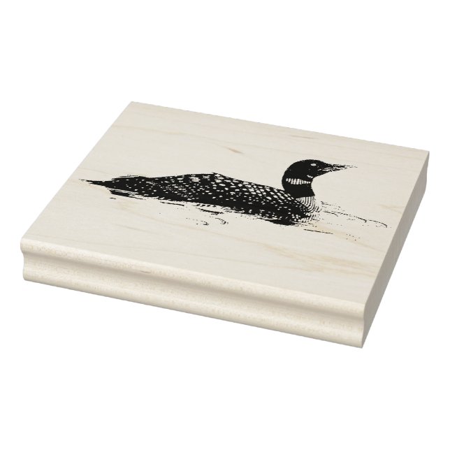 Carimbo De Borracha Loon Floating on Water Stippled Graphic Style (Carimbo)