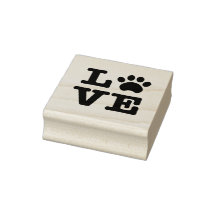 Love Paw Print Wood Stamp