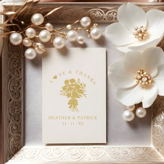 Carimbo De Borracha Love & Thanks Quote Wedding Bouquet Silhouette (Romantic Chic Love & Thanks Quote Wedding Bouquet Silhouette Rubber Stamp.)