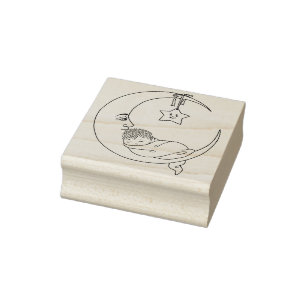 Carimbo De Borracha Lua Crescente com Bebê