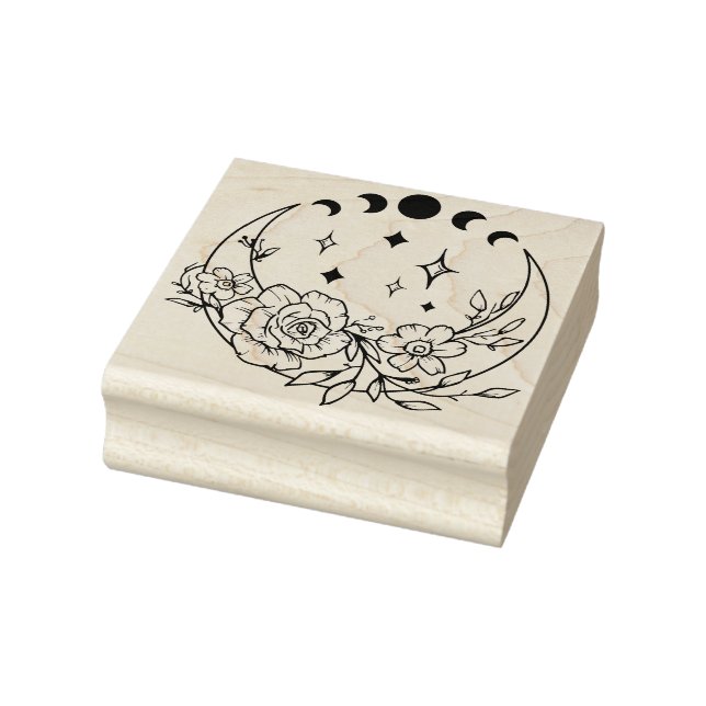 Carimbo De Borracha Lua Crescente Flutuante Com Fases Da Lua (Carimbo)