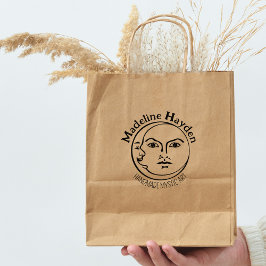 Carimbo De Borracha Lua Elegante, Logotipo Místico Personalizado, Gran