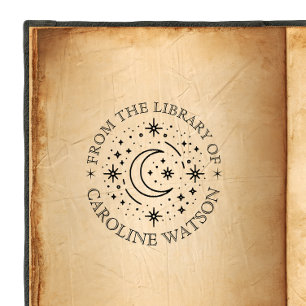 Carimbo De Borracha Lua fantasia e estrelas da biblioteca da borracha