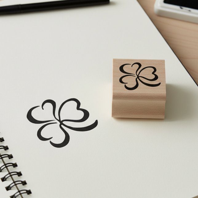 Carimbo De Borracha Lucky Clover Leaf Mini Stamp (Clover leaf mini stamp. For arts and crafts or to use as a loyalty card stamp.)