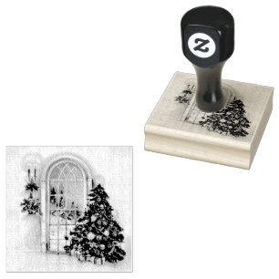 Carimbo De Borracha Luzes da janela de Natal