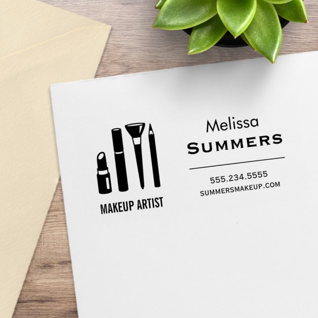 Carimbo De Borracha Makeup Artist Cosmetics Lipstick Mascara Endereço (Criador carregado)