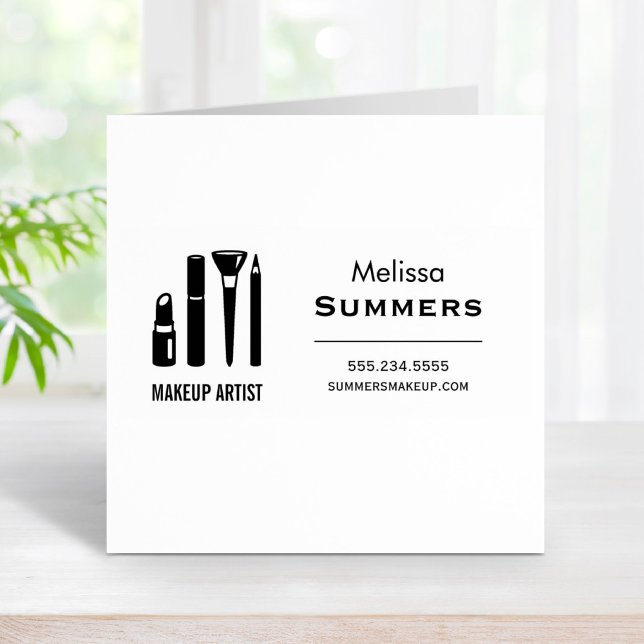 Carimbo De Borracha Makeup Artist Cosmetics Lipstick Mascara Endereço (Criador carregado)