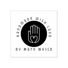 Carimbo De Borracha Manuscrito Personalizado Com Mão De Coração Com Am