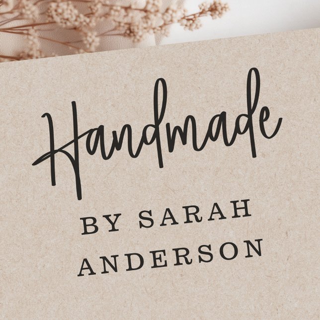 Carimbo De Borracha Manuscrito por nome personalizado script manuscrit (Handmade by custom name modern handwritten script rubber stamp)