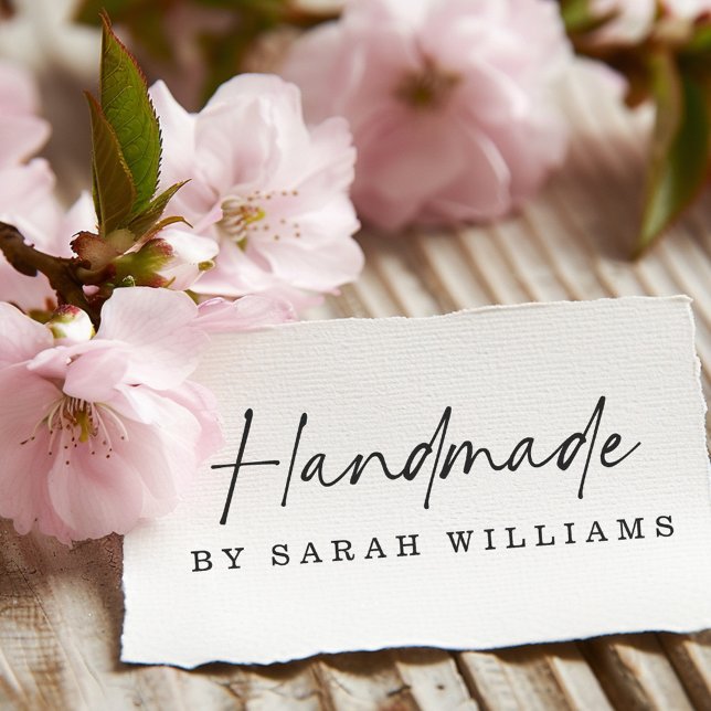 Carimbo De Borracha Manuscrito por nome personalizado script manuscrit (Handmade by custom name modern handwritten script rubber stamp)