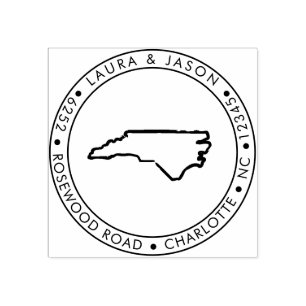 Carimbo De Borracha Mapa do Estado da Carolina do Norte - Endereço de