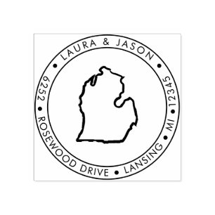 Carimbo De Borracha Mapa do Estado do Michigan Endereço para o Carimb