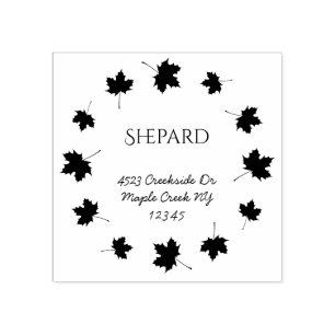 Carimbo De Borracha maple deixa o endereço de retorno do nome da famíl