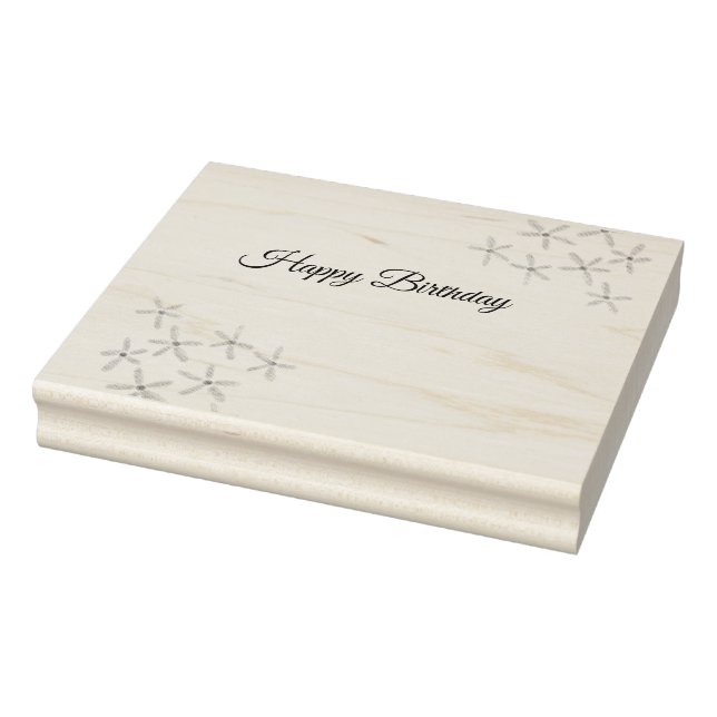 Carimbo De Borracha Marrom-alaranjado feliz aniversário adicione nome  (Carimbo)