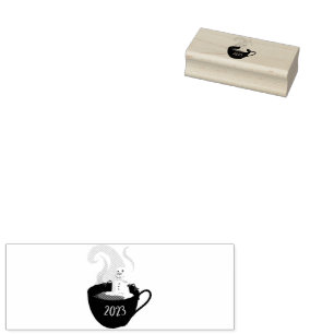 Carimbo De Borracha Marshmallow Snowman Em Cacau Quente