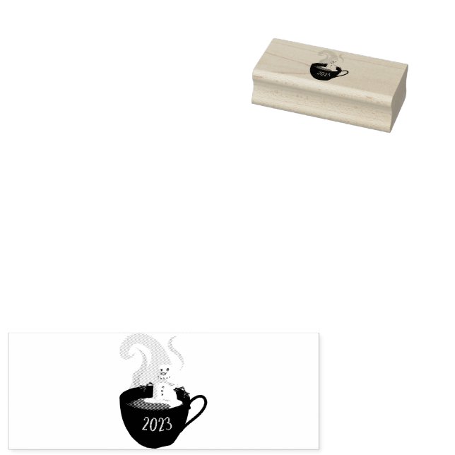 Carimbo De Borracha Marshmallow Snowman Em Cacau Quente (Carimbado)