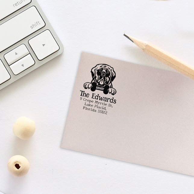 Carimbo De Borracha Mastiff Dog, Endereço De Retorno, (Criador carregado)