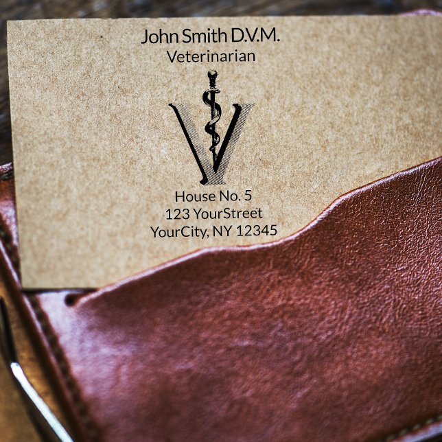 Carimbo De Borracha Medicina Veterinária Asclepius Vet Elegante (Criador carregado)
