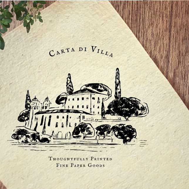 Carimbo De Borracha Mediterranean Villa Illustration Branding (Criador carregado)