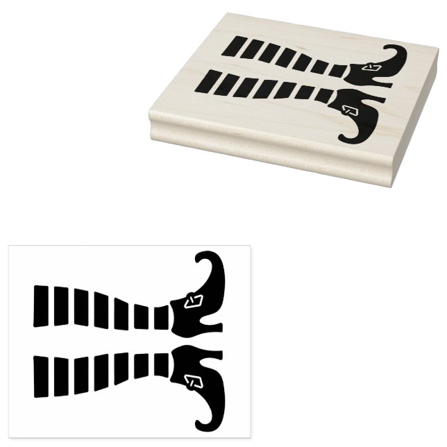 Carimbo De Borracha Meias Listradas de Perna de Bruxa de Halloween (Carimbado)