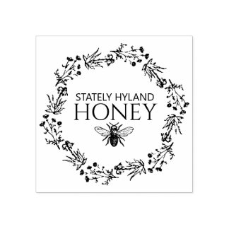 Carimbo De Borracha Mel Floral Hexagão Vintage