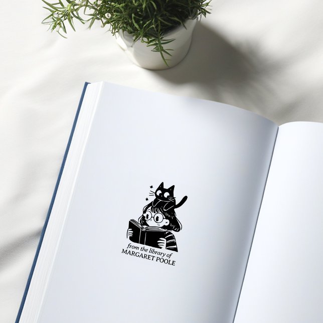 Carimbo De Borracha Menina Engraçada com Gato (Criador carregado)