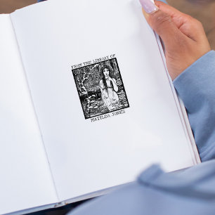 Carimbo De Borracha Menina Fofoqueira da Floresta Vintage Da Bibliotec