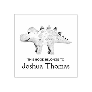 Carimbo De Borracha Meninos: Dinossauro Bonito e Kids Bookplate