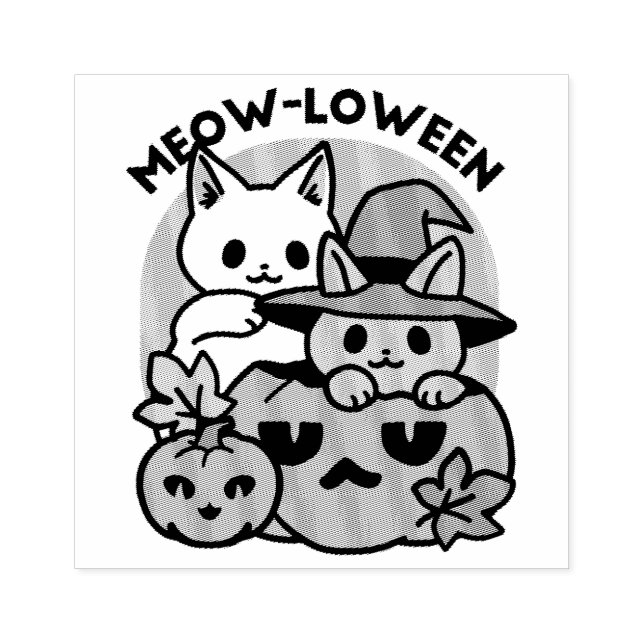 Carimbo De Borracha Meow-Loween - Design de Gato de Halloween (Impressão)