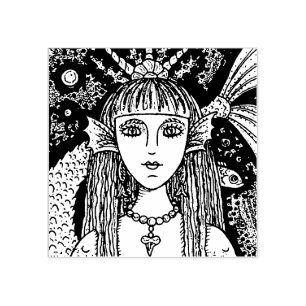 Carimbo De Borracha MERMAID DE MAR NEGRO gótico, FANTASY BORRACHA